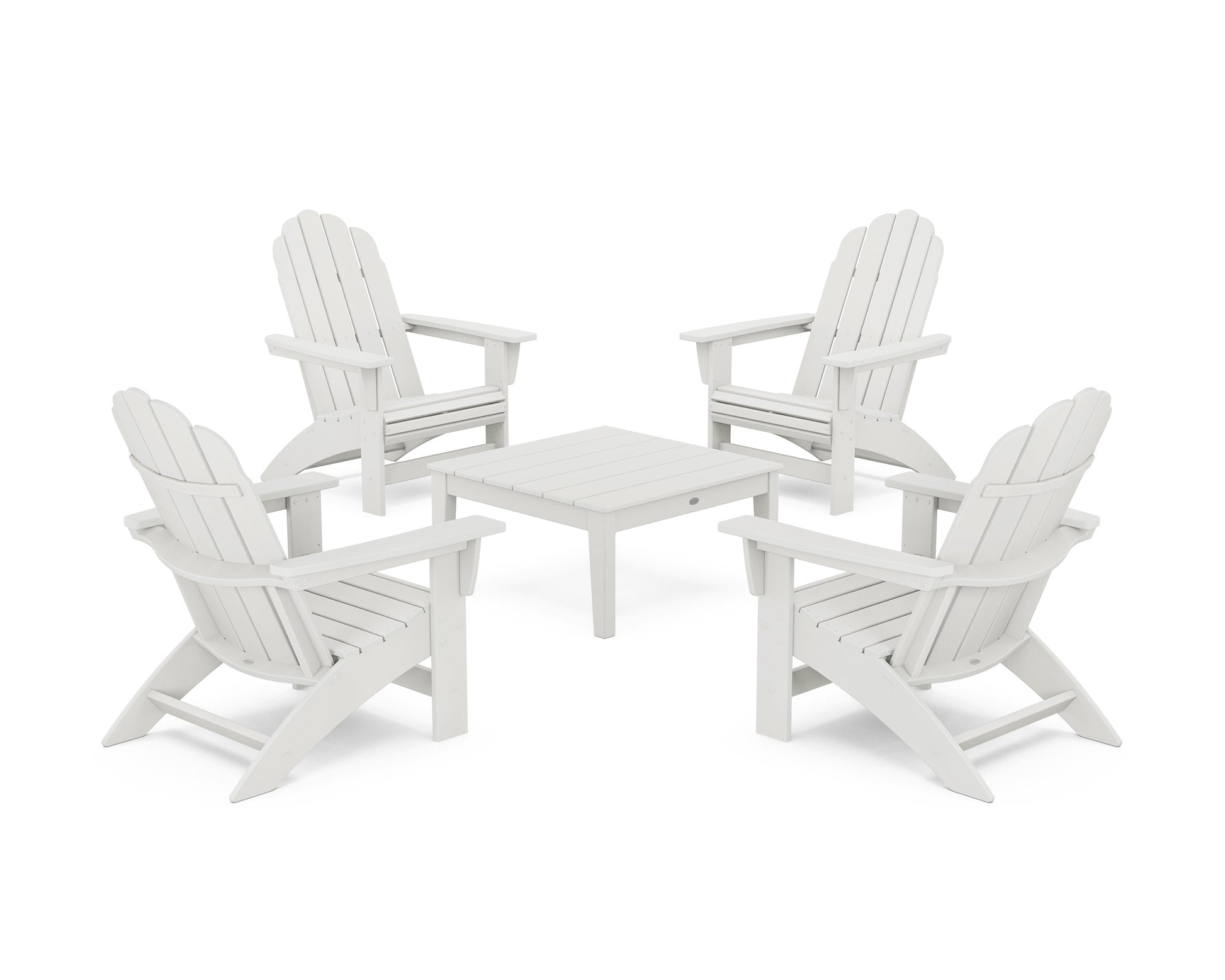 POLYWOOD 5-Piece Vineyard Grand Adirondack Chair Conversation Group — Vintage White