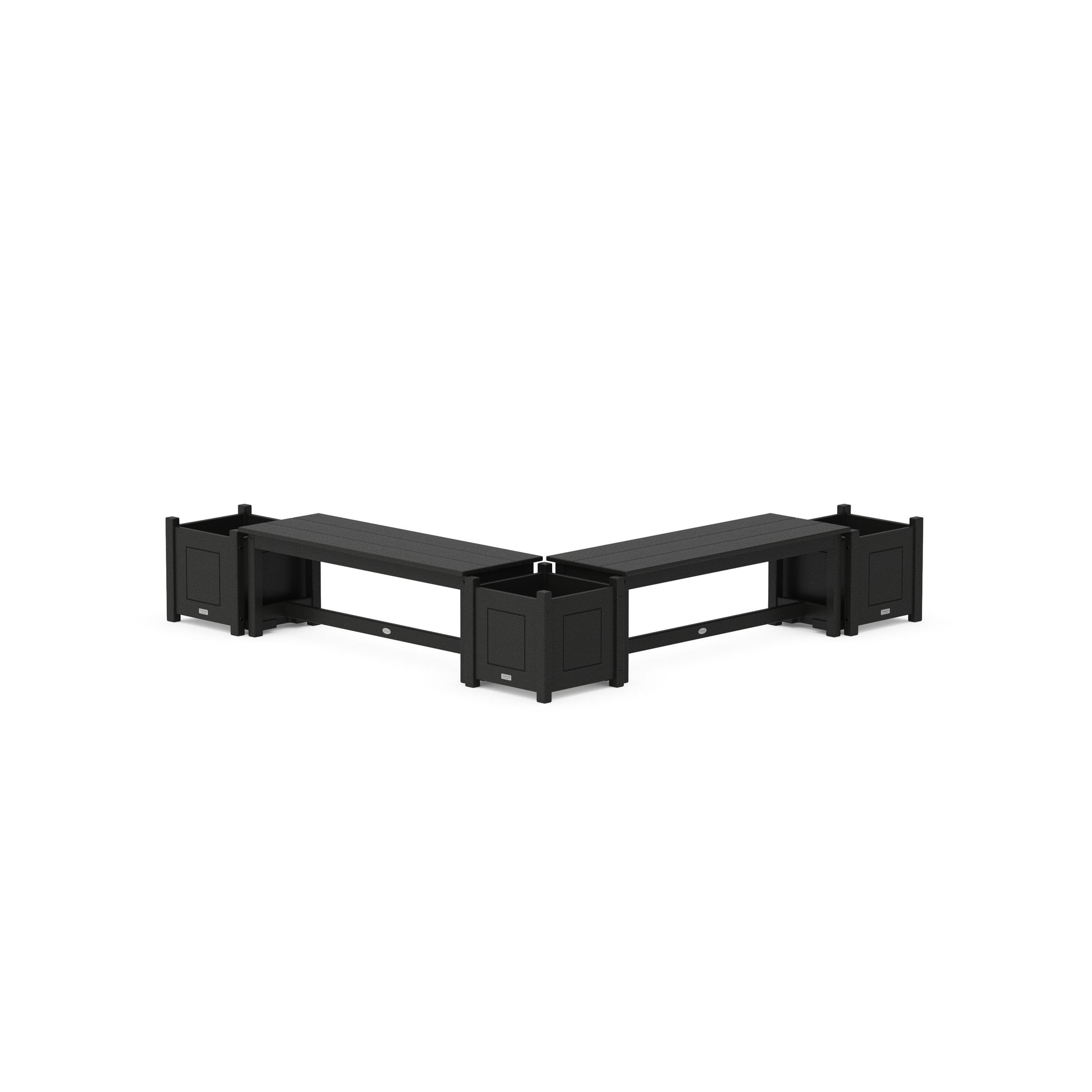 POLYWOOD 48" Country Living L- Shaped Planter Bench Corner Set — Black