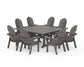 POLYWOOD Vineyard Curveback Adirondack 9-Piece Square Farmhouse Dining Set with Trestle Legs — Driftwood