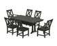 POLYWOOD Braxton 7-Piece Farmhouse Dining Set With Trestle Legs — Black