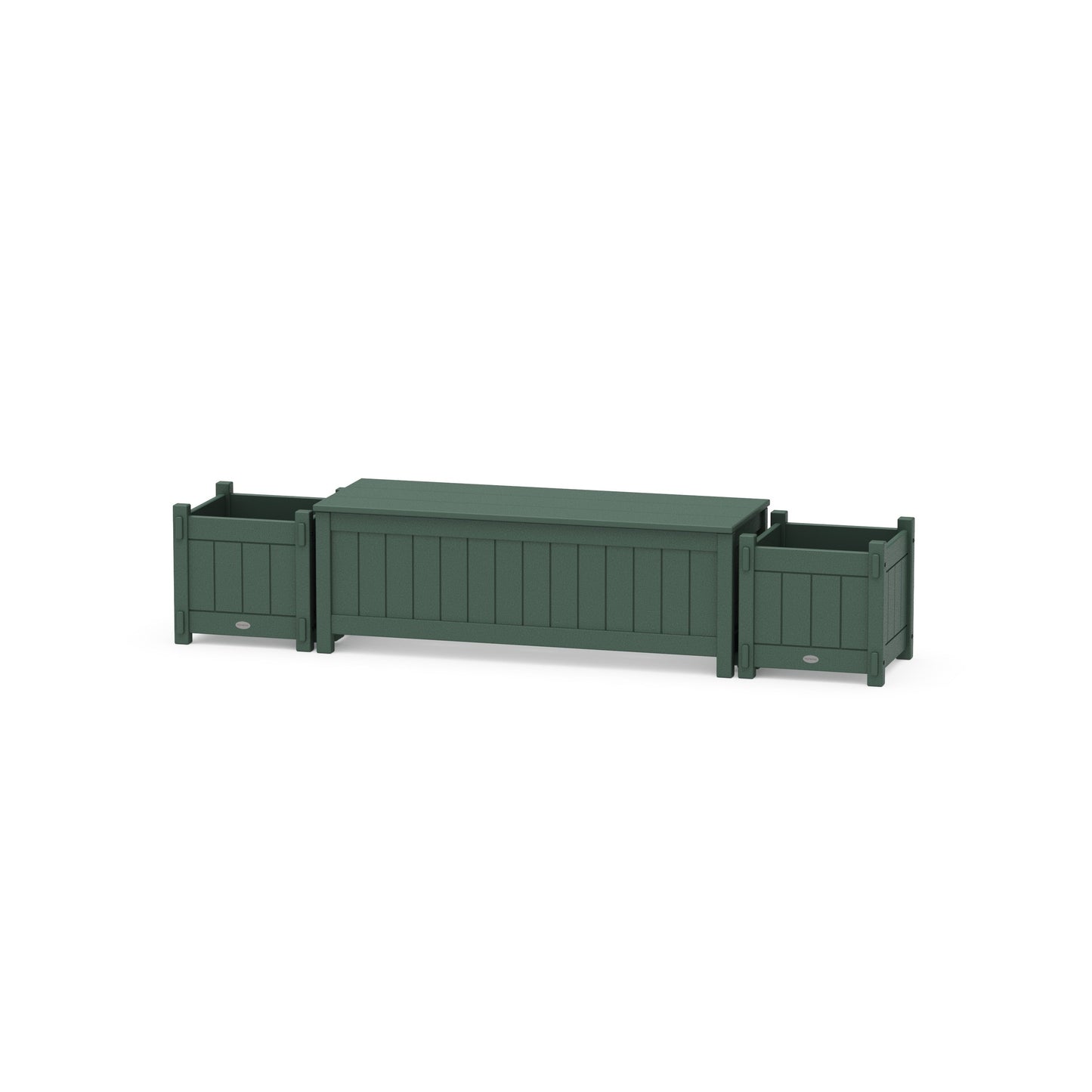 POLYWOOD 48" Vineyard Straight Planter Storage Bench Set — Green