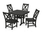 POLYWOOD Braxton Side Chair 5-Piece Dining Set with Trestle Legs — Black