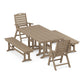 POLYWOOD Nautical Highback 5-Piece Farmhouse Dining Set with Benches — Vintage Sahara