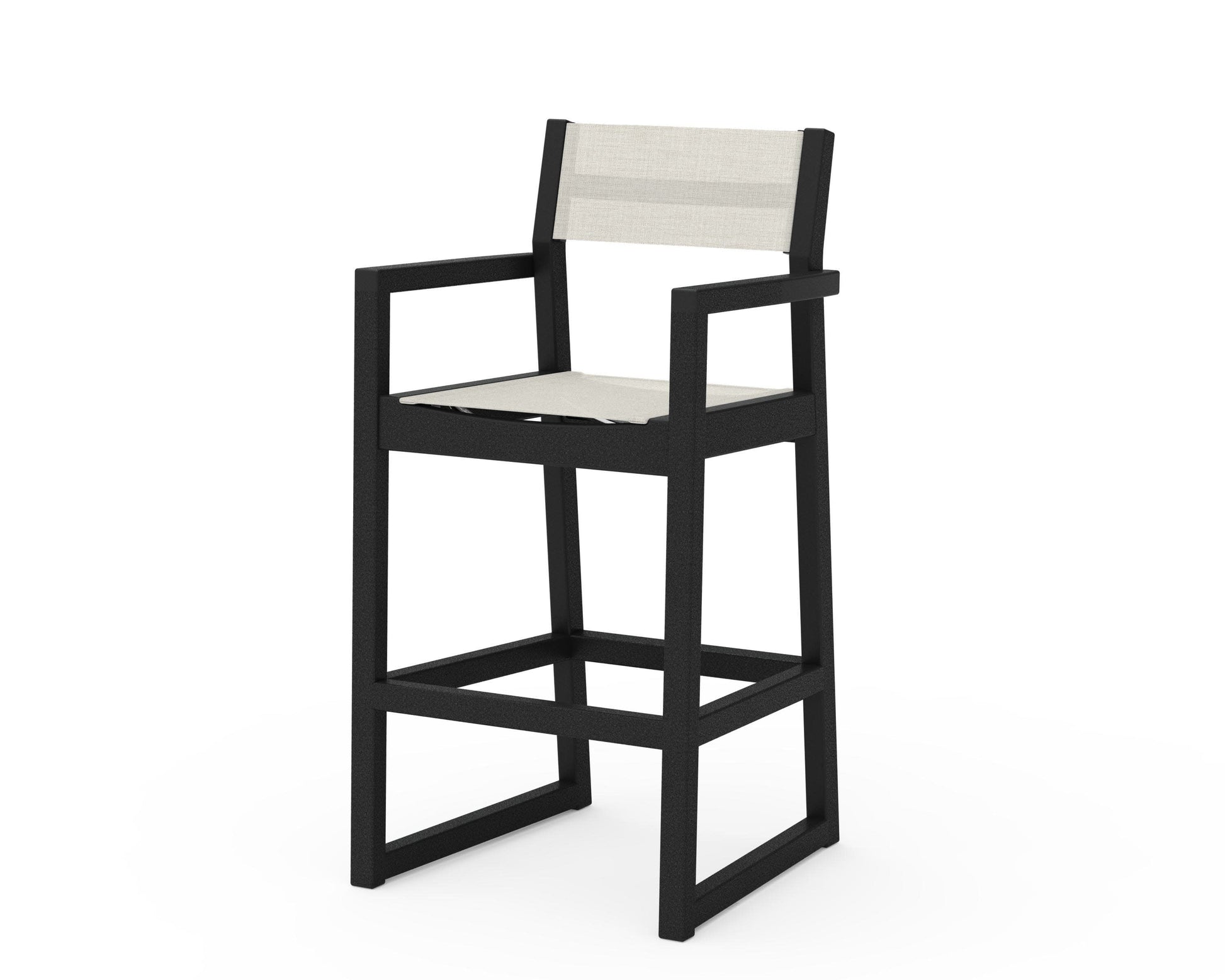 POLYWOOD EDGE Sling Bar Arm Chair — Black / Parchment Sling