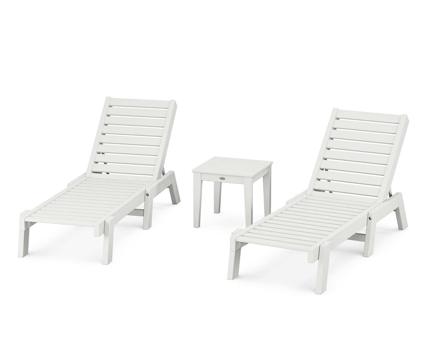 POLYWOOD Captain Chaise 3-Piece Set — White