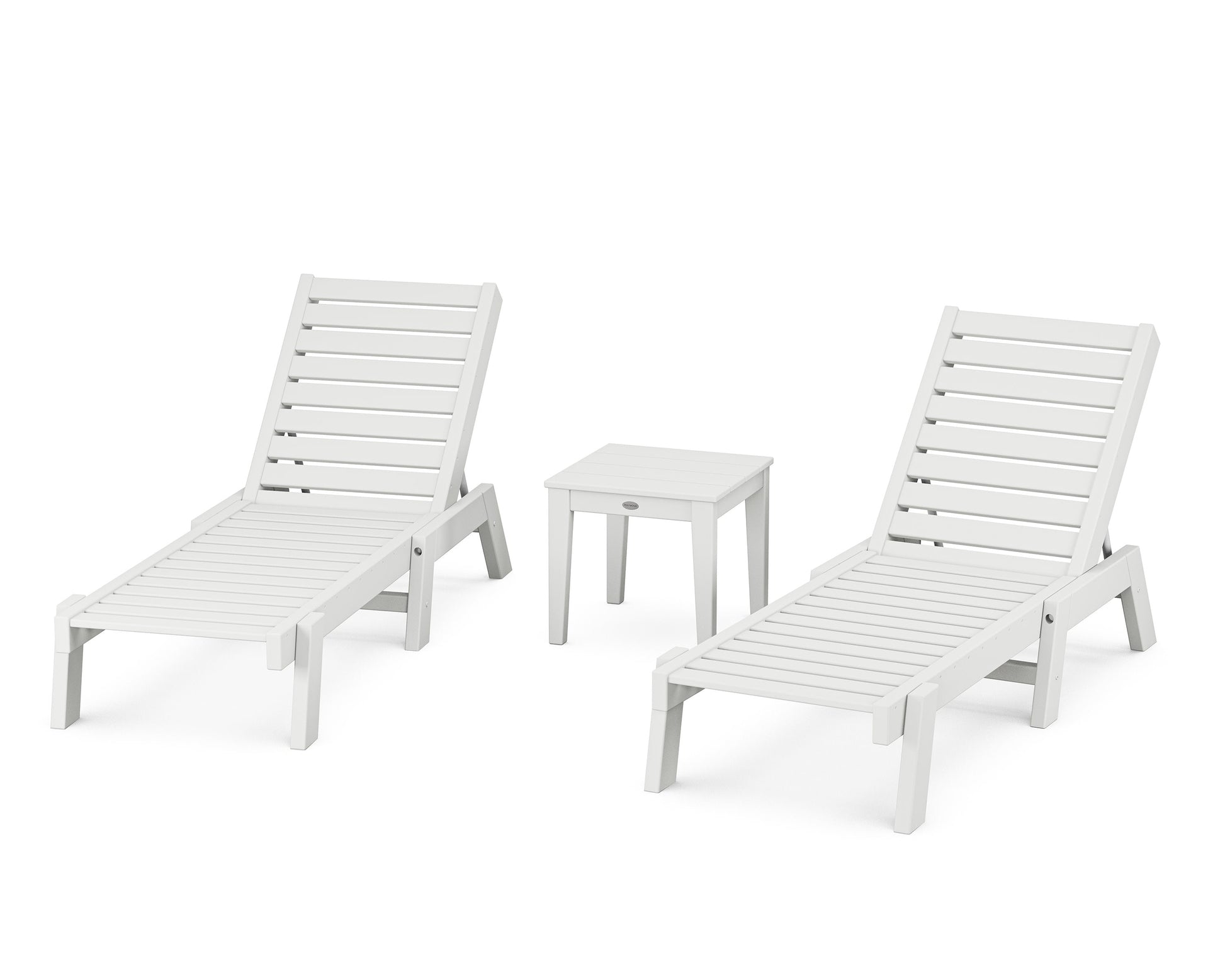 POLYWOOD Captain Chaise 3-Piece Set — White