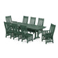 POLYWOOD Acadia 9-Piece Farmhouse Dining Set with Trestle Legs — Green