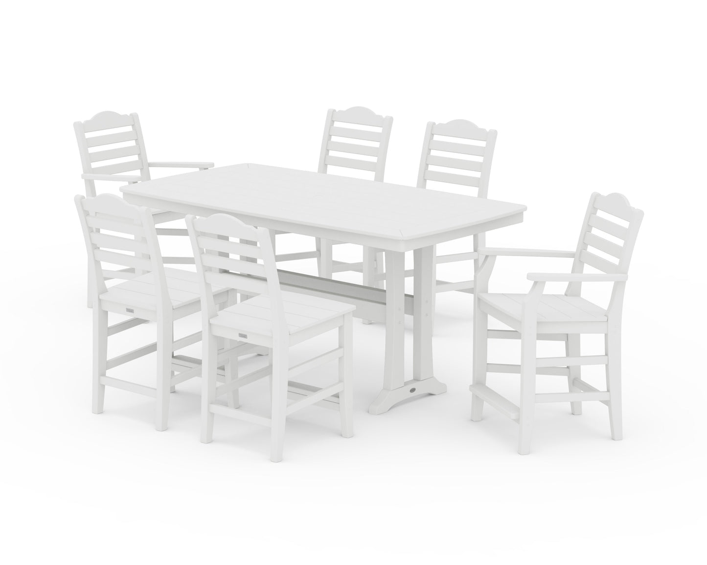 POLYWOOD Savannah 7-Piece Counter Set with Trestle Legs — White