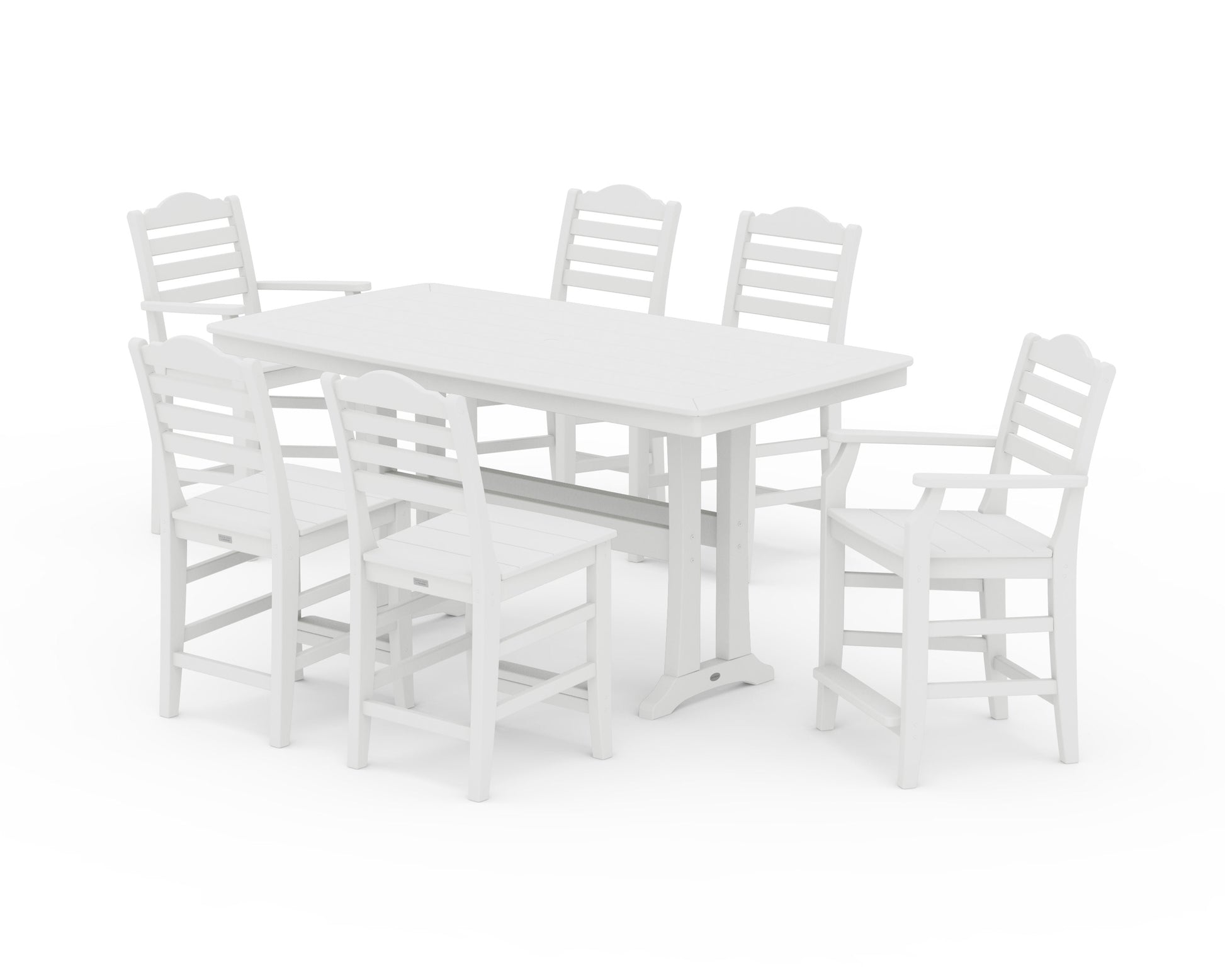 POLYWOOD Savannah 7-Piece Counter Set with Trestle Legs — White
