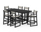 POLYWOOD EDGE Sling 7-Piece Bar Table Set — Black / Birch Sling