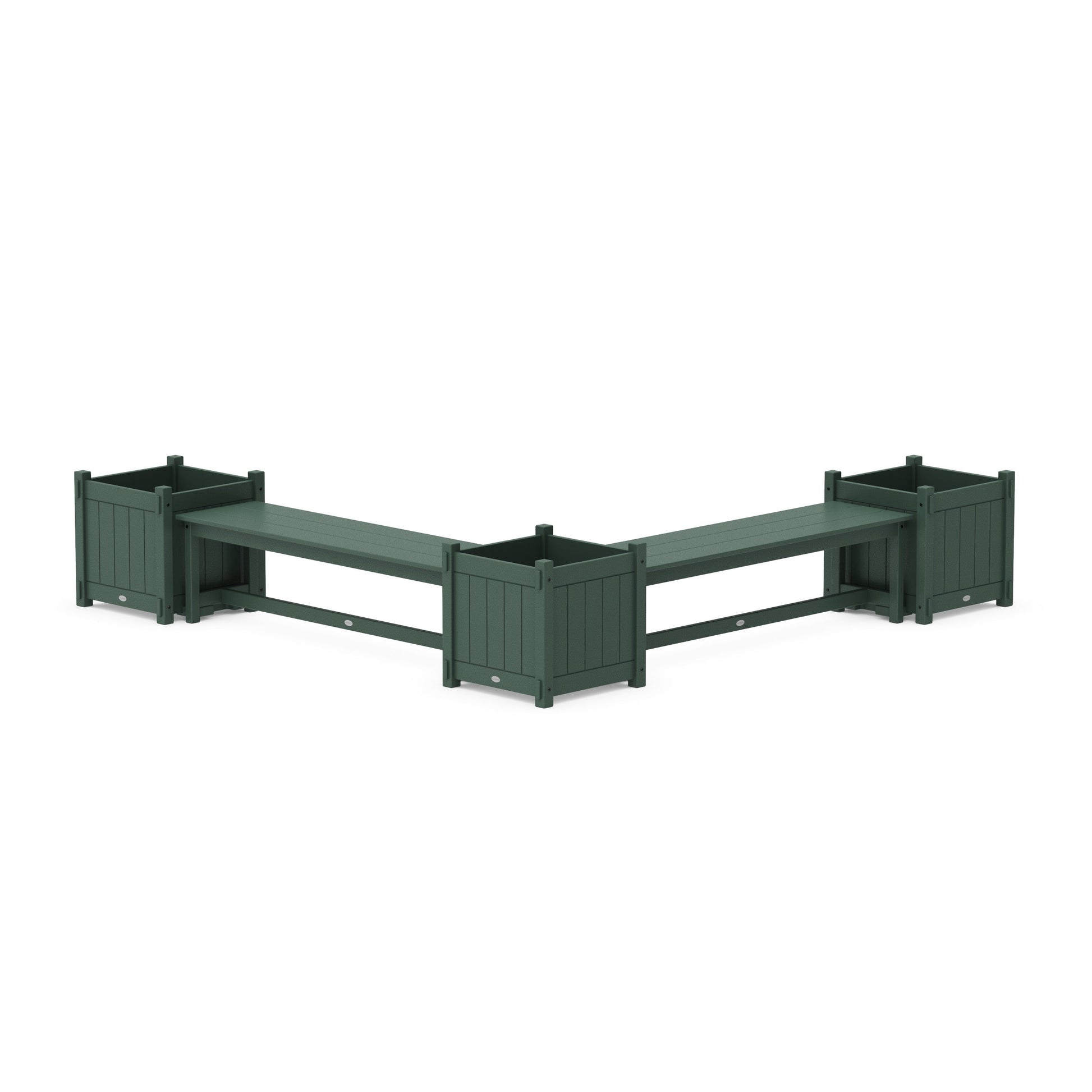 POLYWOOD 60" Vineyard L- Shaped Planter Bench Corner Set - Large — Green