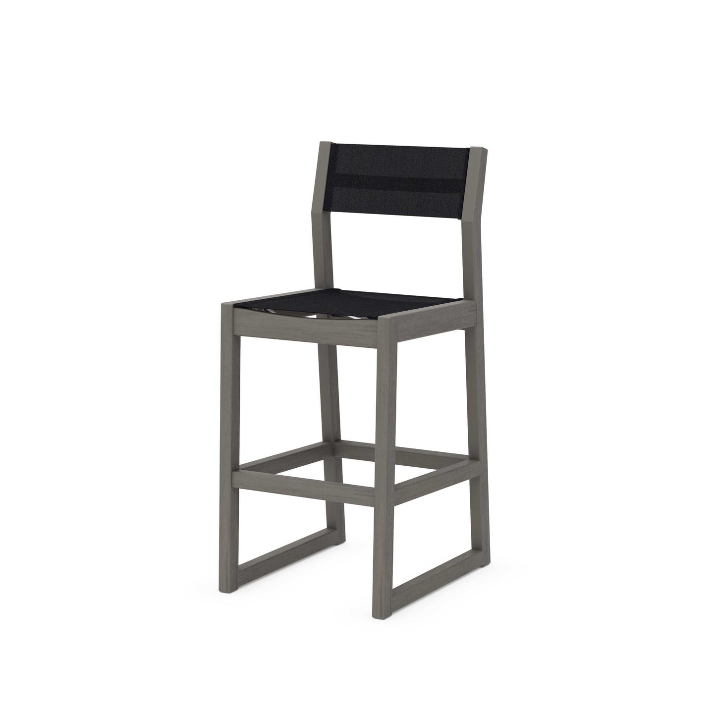 POLYWOOD EDGE Sling Bar Side Chair — Driftwood / Black Sling
