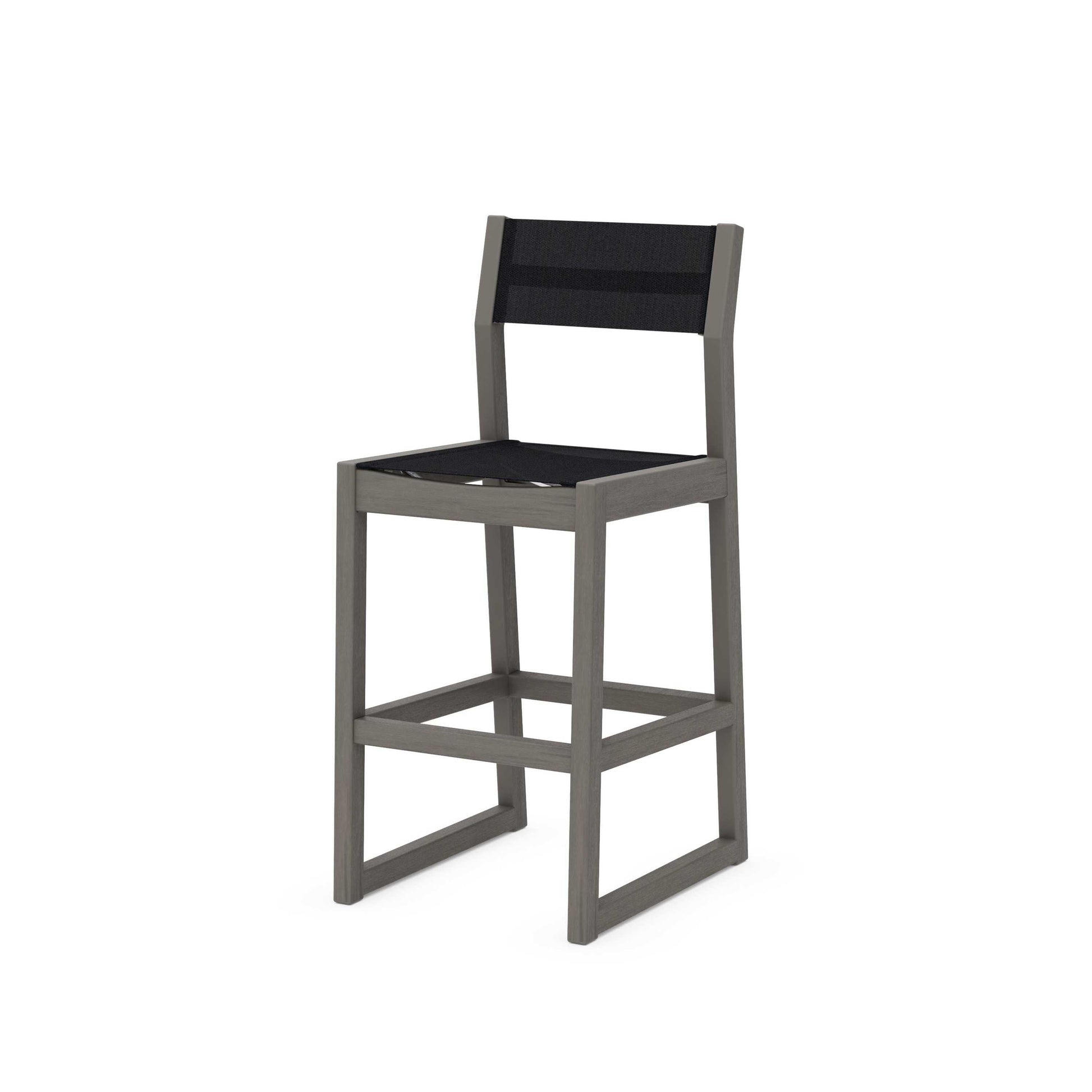 POLYWOOD EDGE Sling Bar Side Chair — Driftwood / Black Sling