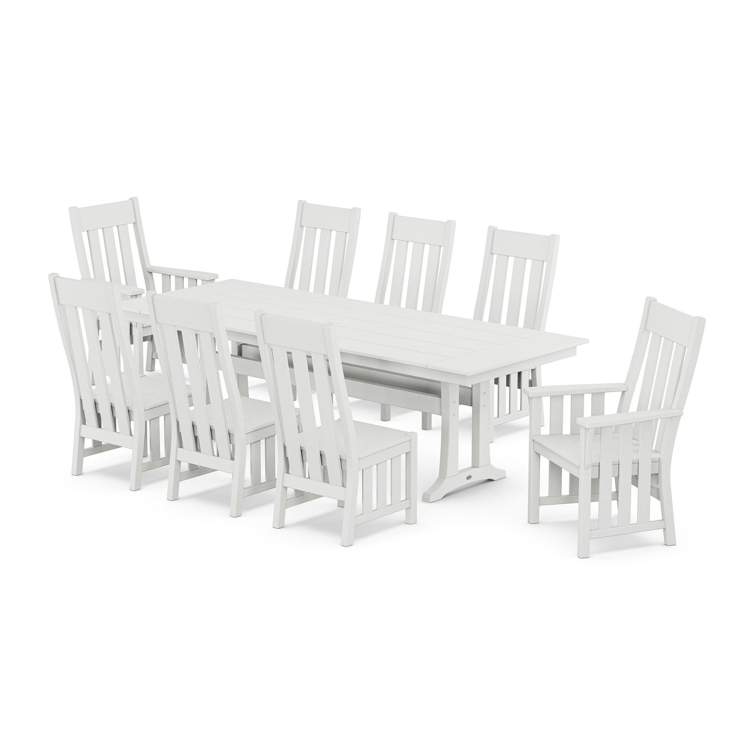 POLYWOOD Acadia 9-Piece Farmhouse Dining Set with Trestle Legs — White