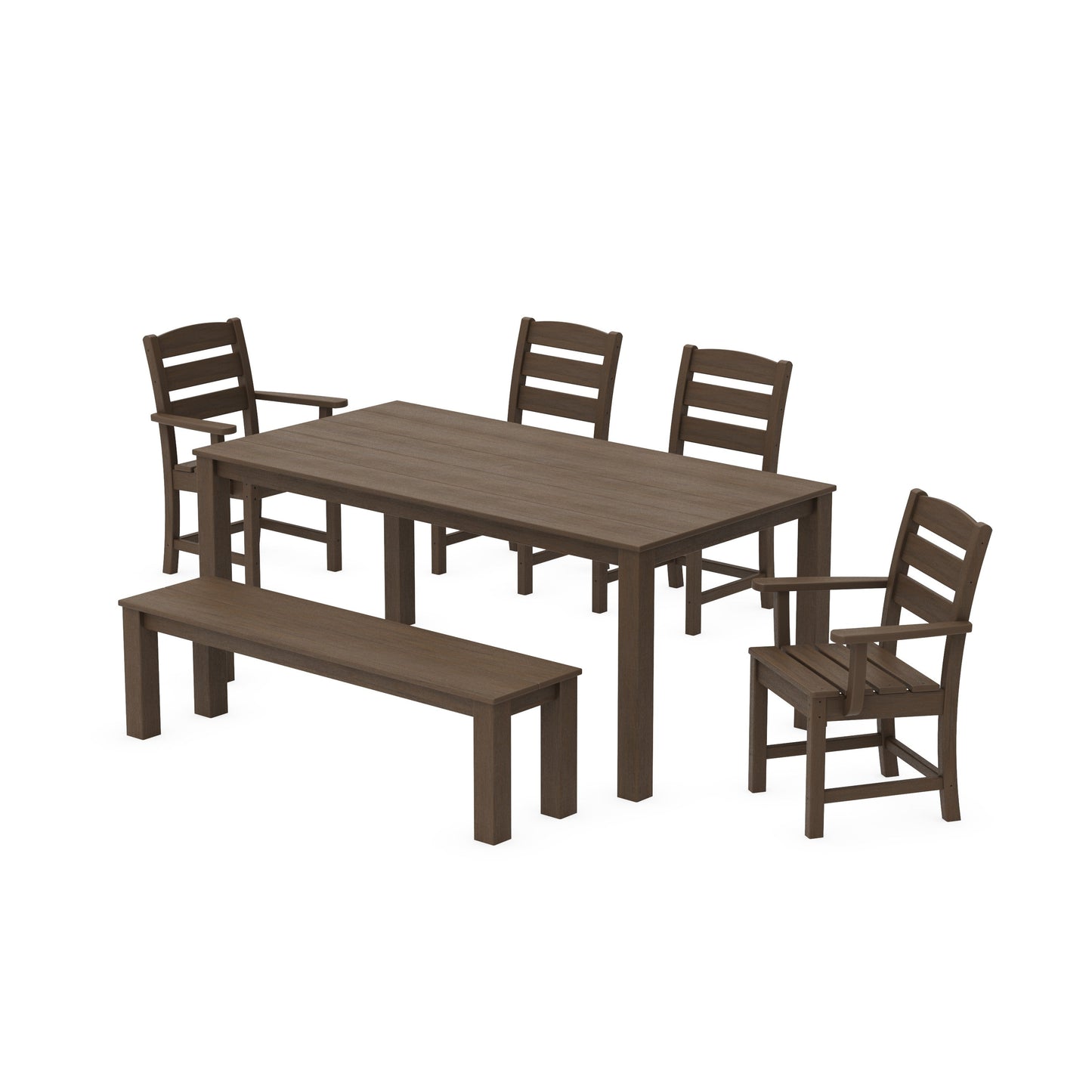POLYWOOD Lakeside 6-Piece Parsons Dining Set with Bench — Kona