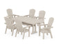POLYWOOD Nautical Curveback Adirondack 7-Piece Farmhouse Dining Set with Trestle Legs — Sand