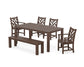 POLYWOOD Chippendale 6-Piece Parsons Dining Set with Bench — Mahogany