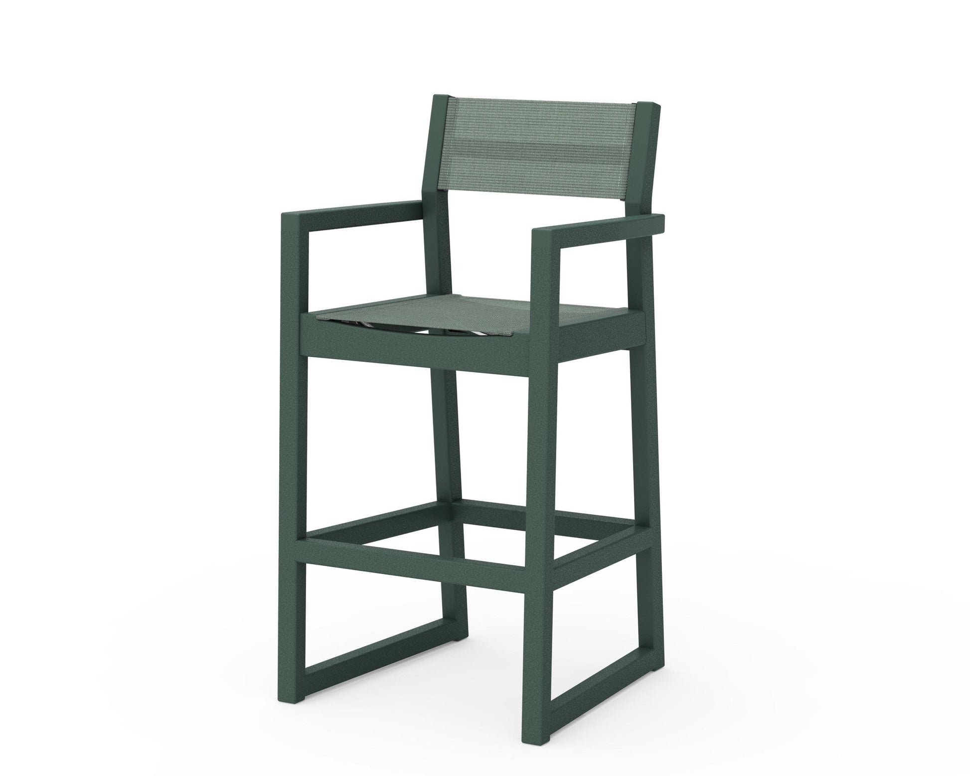POLYWOOD EDGE Sling Bar Arm Chair — Green / Dupioni Sea Mist Sling