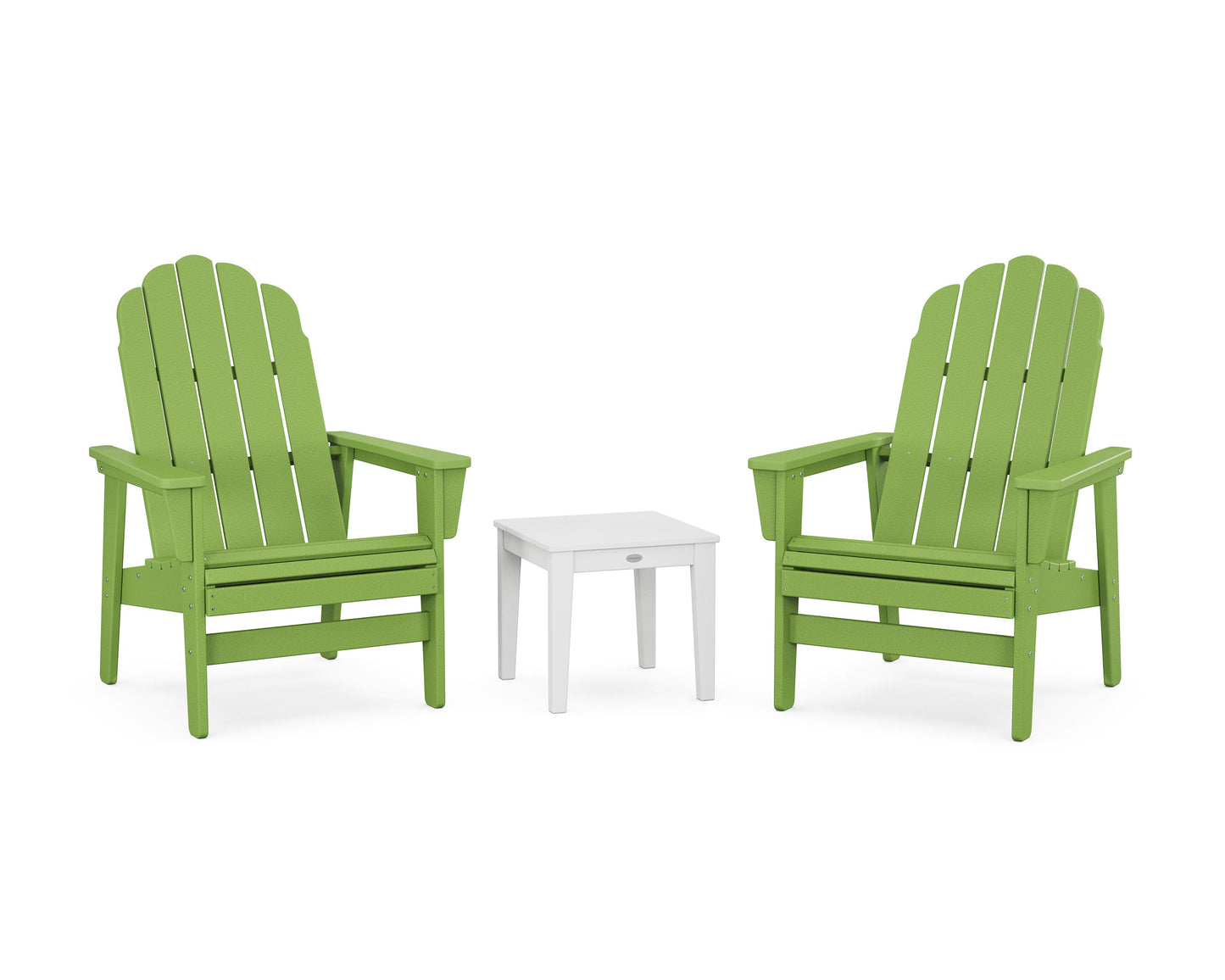 POLYWOOD 3-Piece Vineyard Grand Upright Adirondack Set — Lime / White