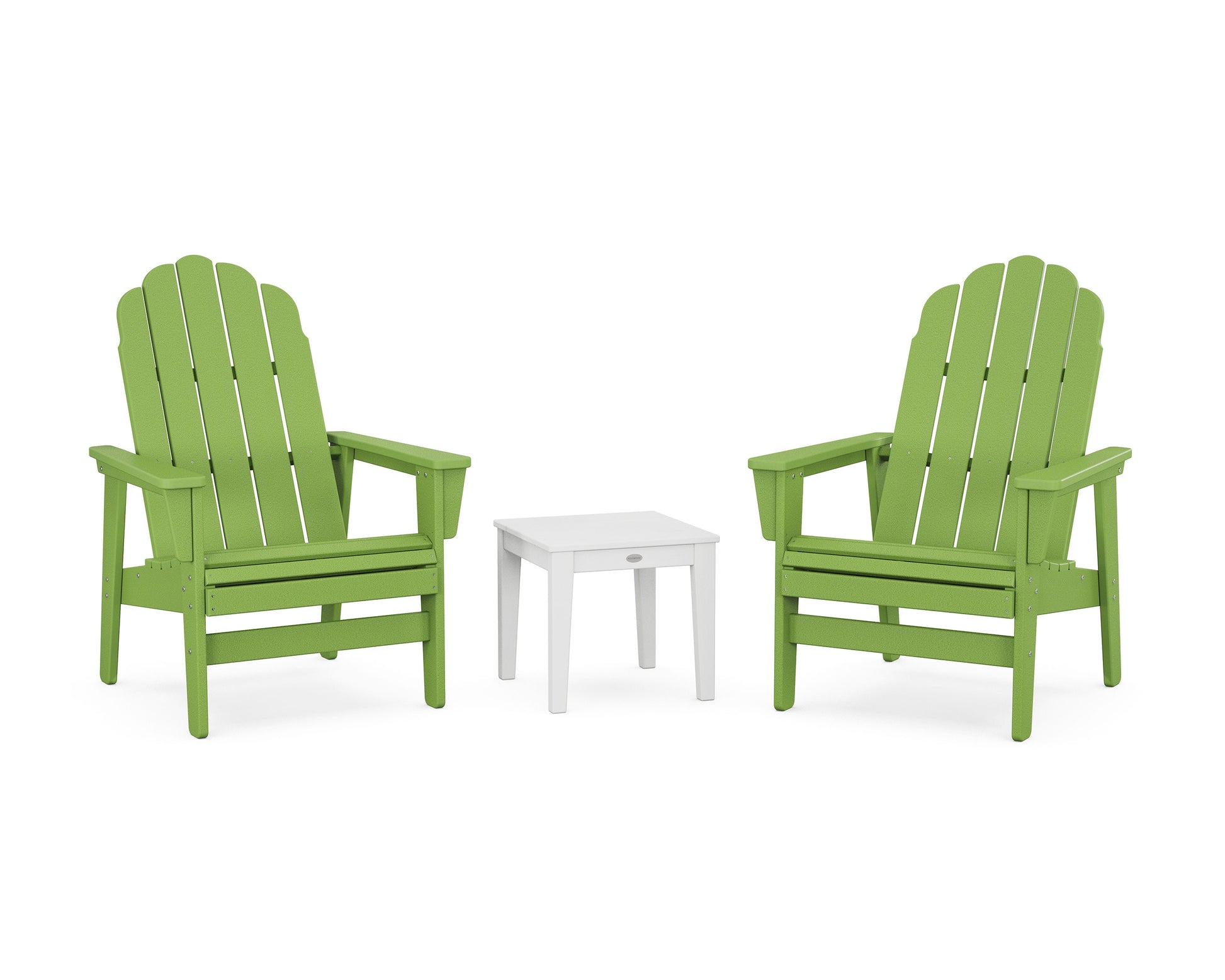 POLYWOOD 3-Piece Vineyard Grand Upright Adirondack Set — Lime / White