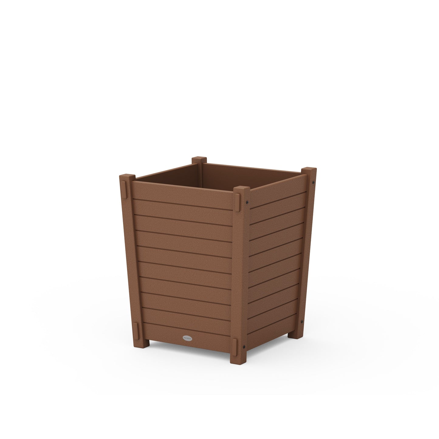 POLYWOOD Nautical Large Tapered Square Short Planter Box — Teak