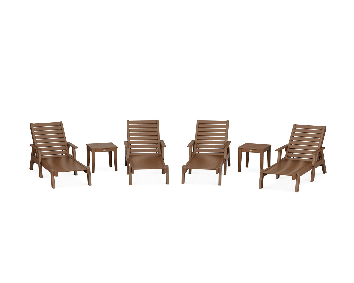 POLYWOOD Captain Chaise 6-Piece Set with Arms — Teak