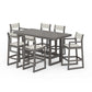 POLYWOOD EDGE Sling 7-Piece Bar Table Set — Driftwood / Parchment Sling
