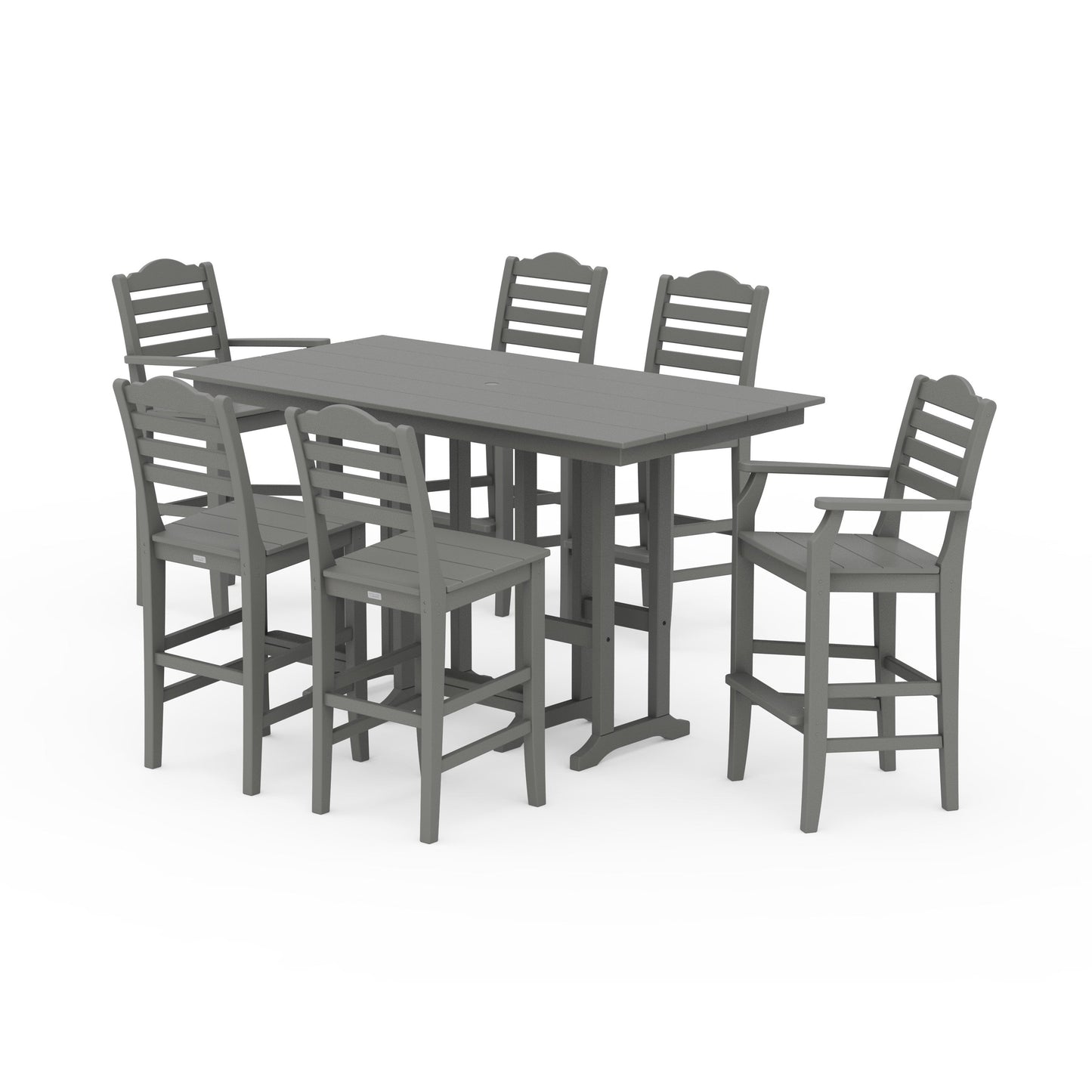 POLYWOOD Savannah 7-Piece Farmhouse Bar Set — Slate Grey