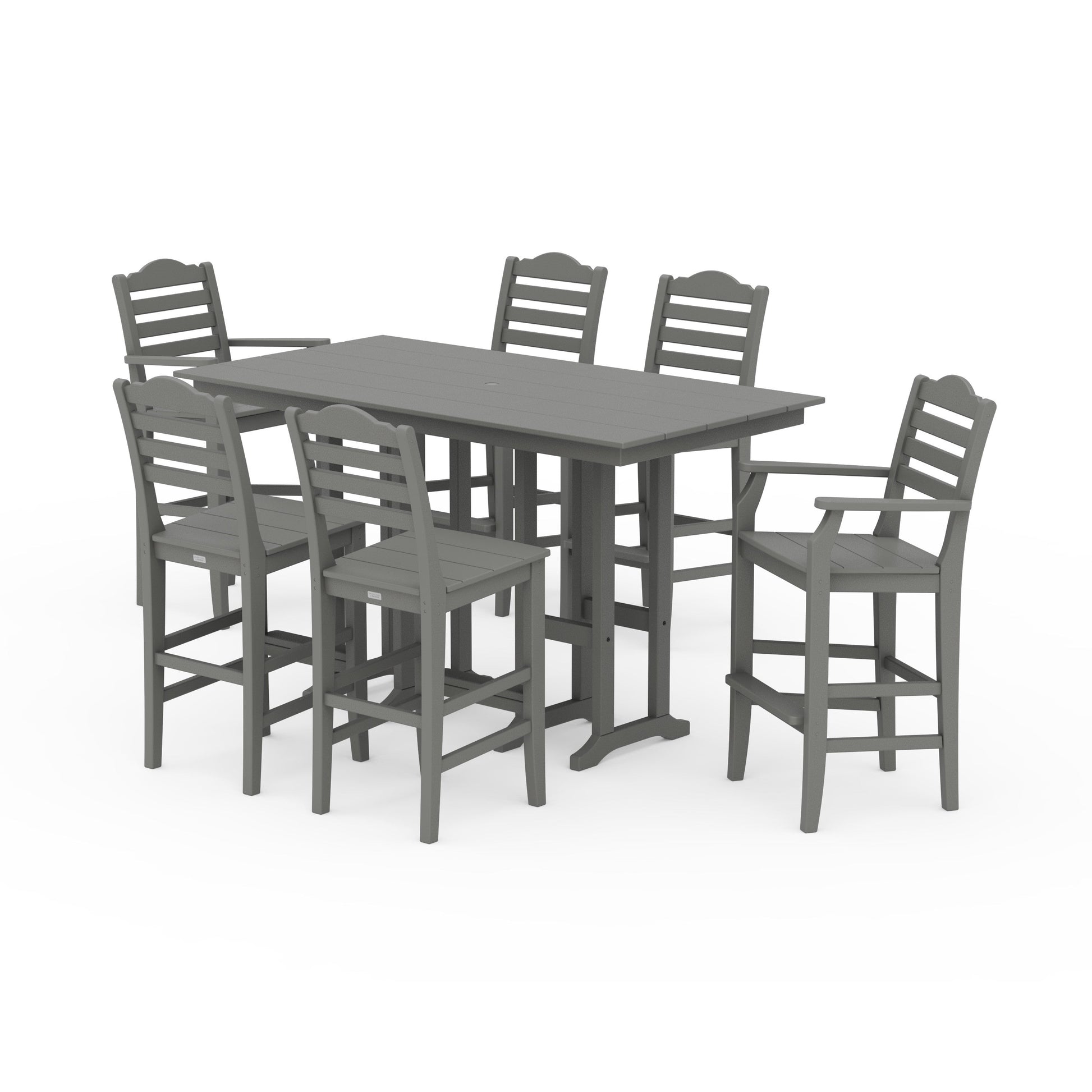 POLYWOOD Savannah 7-Piece Farmhouse Bar Set — Slate Grey