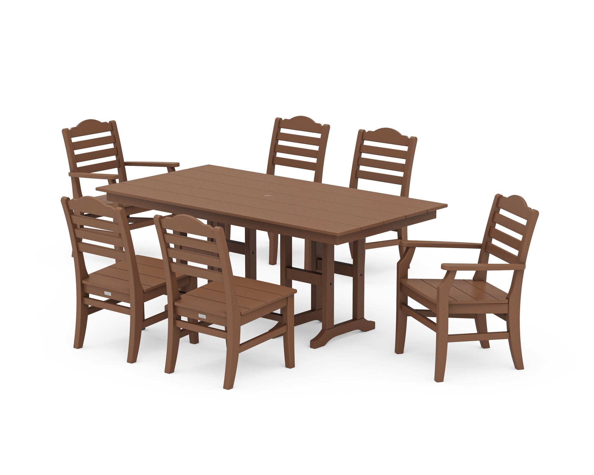 POLYWOOD Savannah 7-Piece Farmhouse Dining Set — Teak