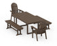 POLYWOOD Vineyard Adirondack 5-Piece Dining Set with Benches — Kona