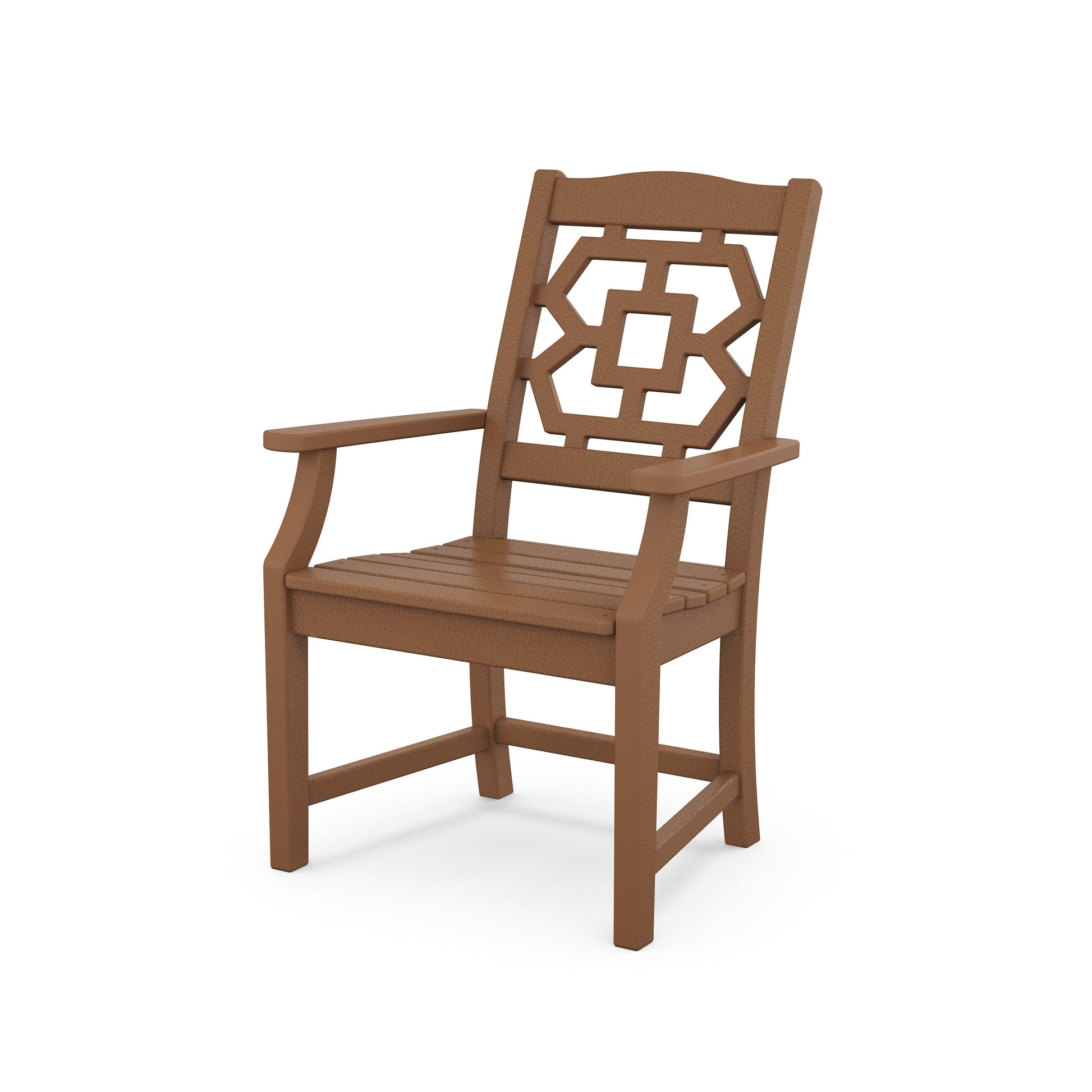 POLYWOOD Chinoiserie Dining Arm Chair — Teak