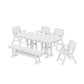 POLYWOOD Nautical Lowback 6-Piece Dining Set with Bench — White