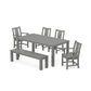 POLYWOOD Prairie 6-Piece Parsons Dining Set with Bench — Slate Grey