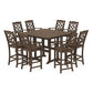 POLYWOOD Chinoiserie 9-Piece Square Farmhouse Side Chair Bar Set with Trestle Legs — Kona