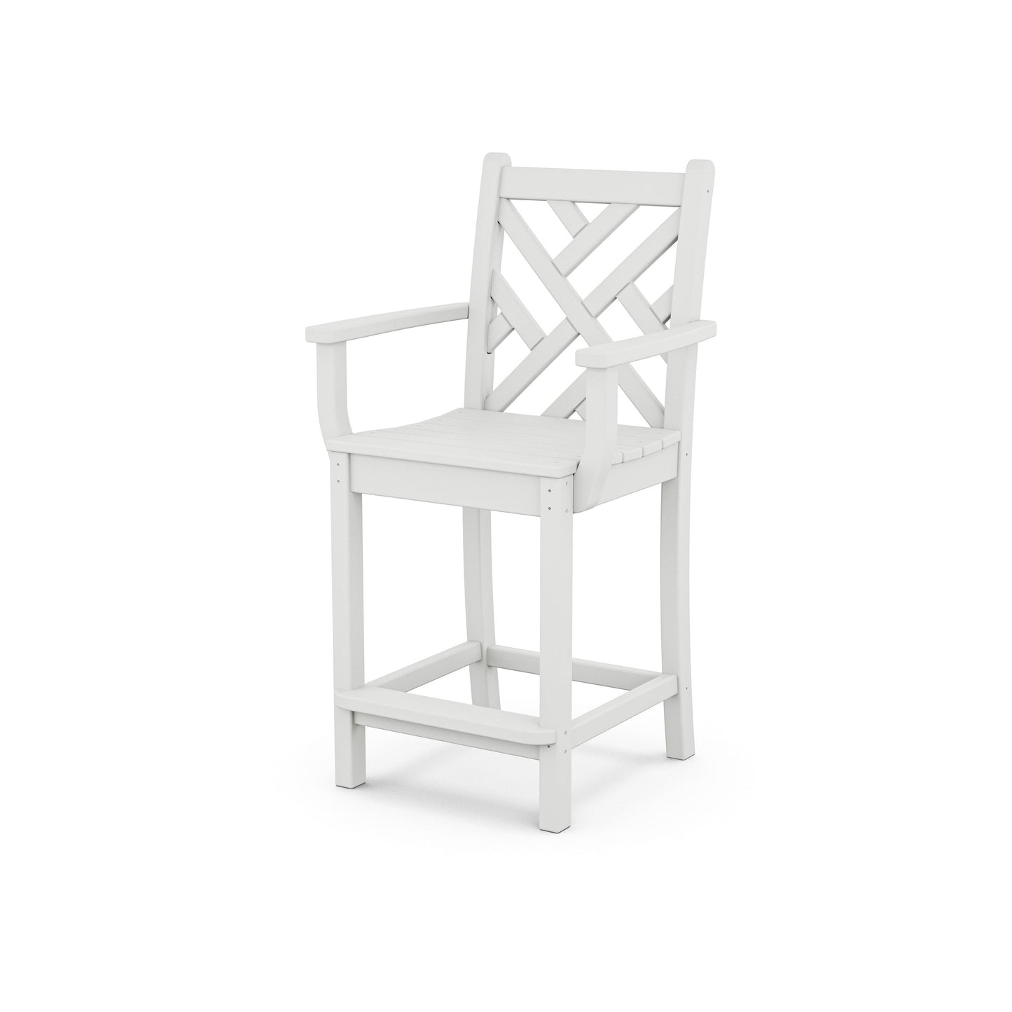 POLYWOOD Chippendale Counter Arm Chair — White