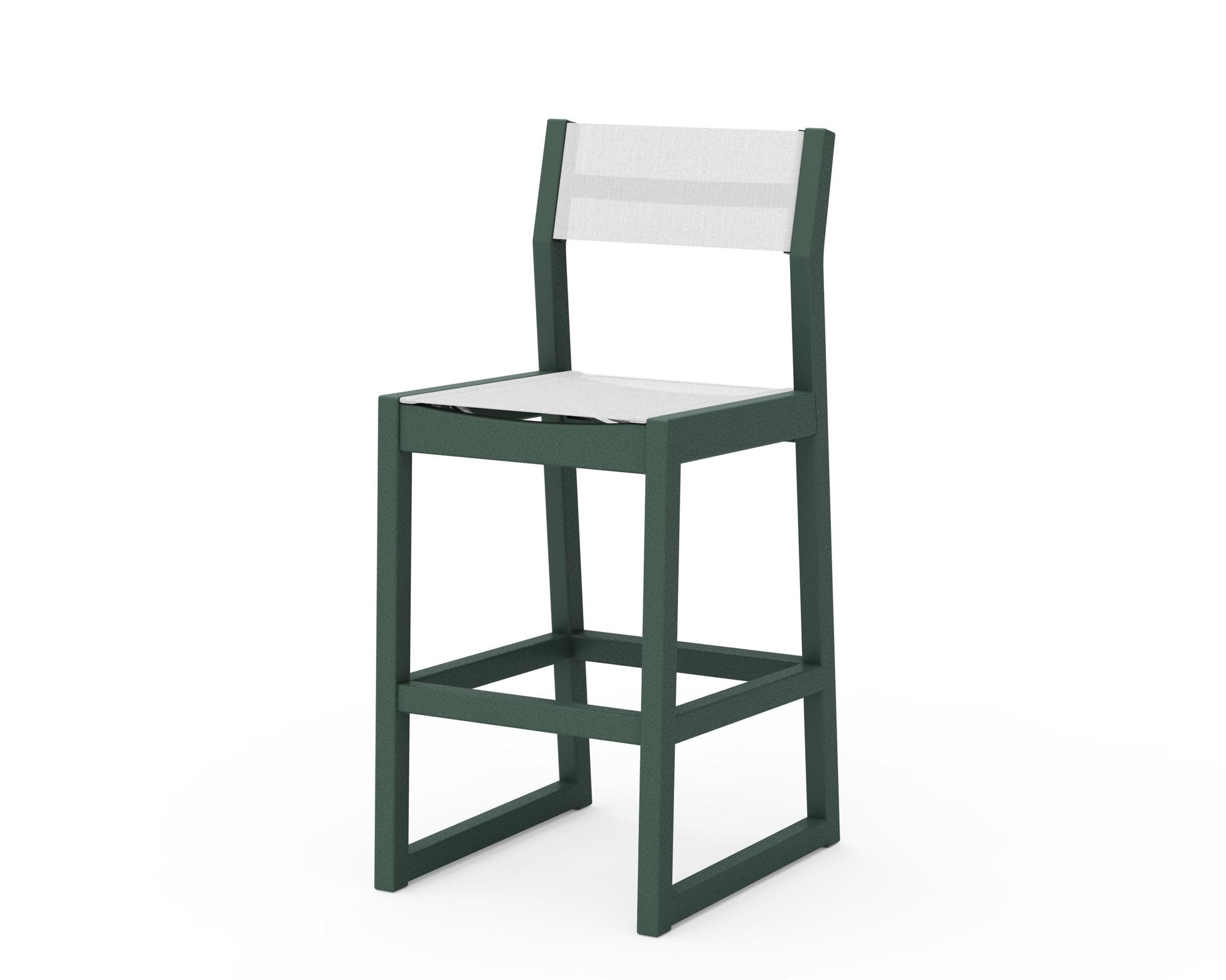 POLYWOOD EDGE Sling Bar Side Chair — Green / White Sling