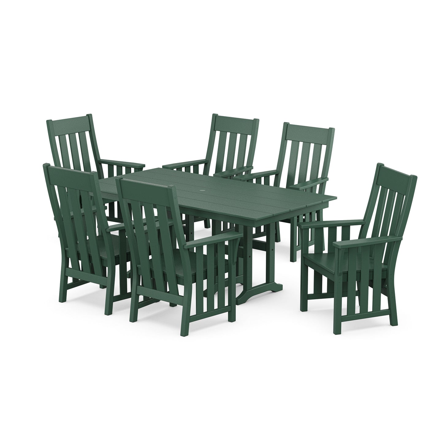 POLYWOOD Acadia Arm Chair 7-Piece Farmhouse Dining Set — Green