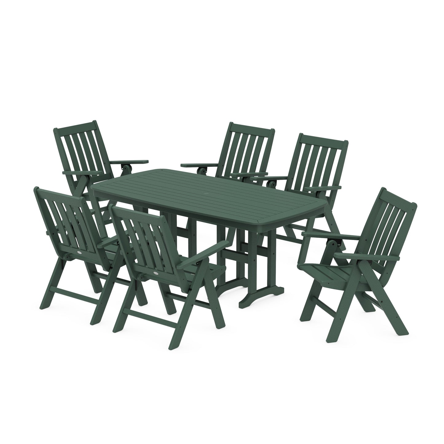 POLYWOOD Vineyard Folding Chair 7-Piece Dining Set — Green