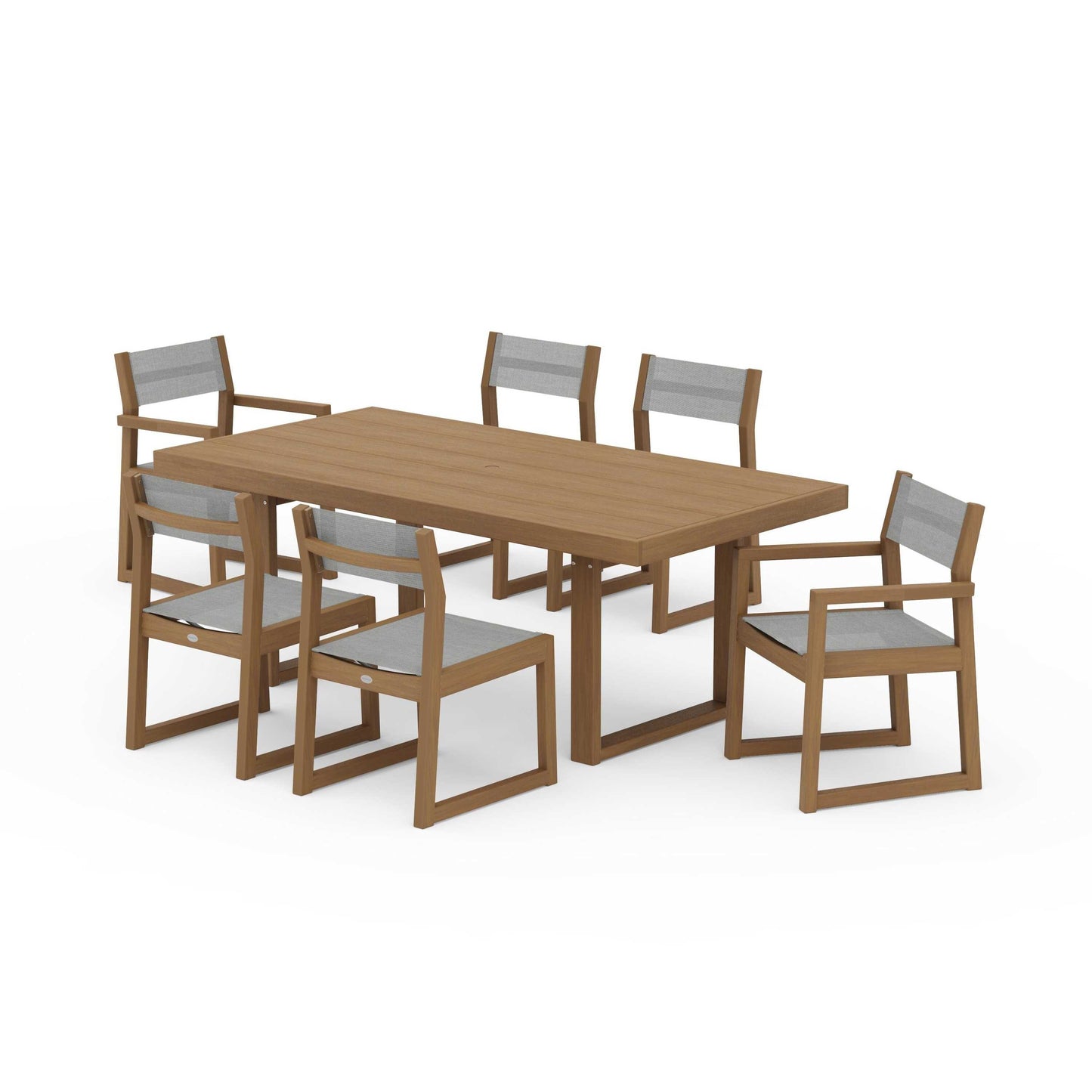 POLYWOOD EDGE Sling 7-Piece Dining Set — Natural / Metallic Sling
