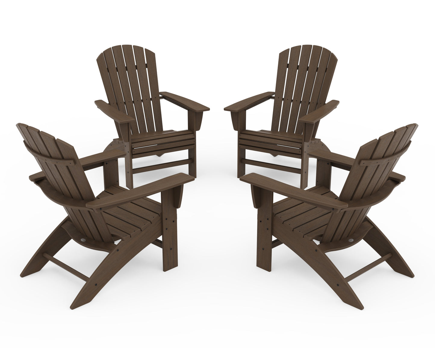 POLYWOOD 4-Piece Nautical Curveback Adirondack Chair Conversation Set — Kona