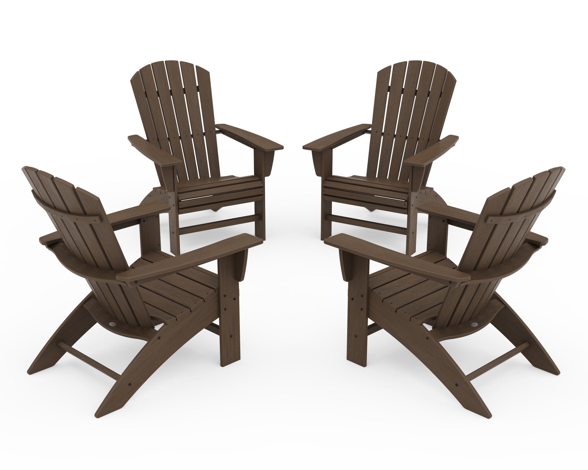 POLYWOOD 4-Piece Nautical Curveback Adirondack Chair Conversation Set — Kona