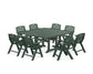 POLYWOOD Nautical Lowback 9-Piece Square Farmhouse Dining Set with Trestle Legs — Green