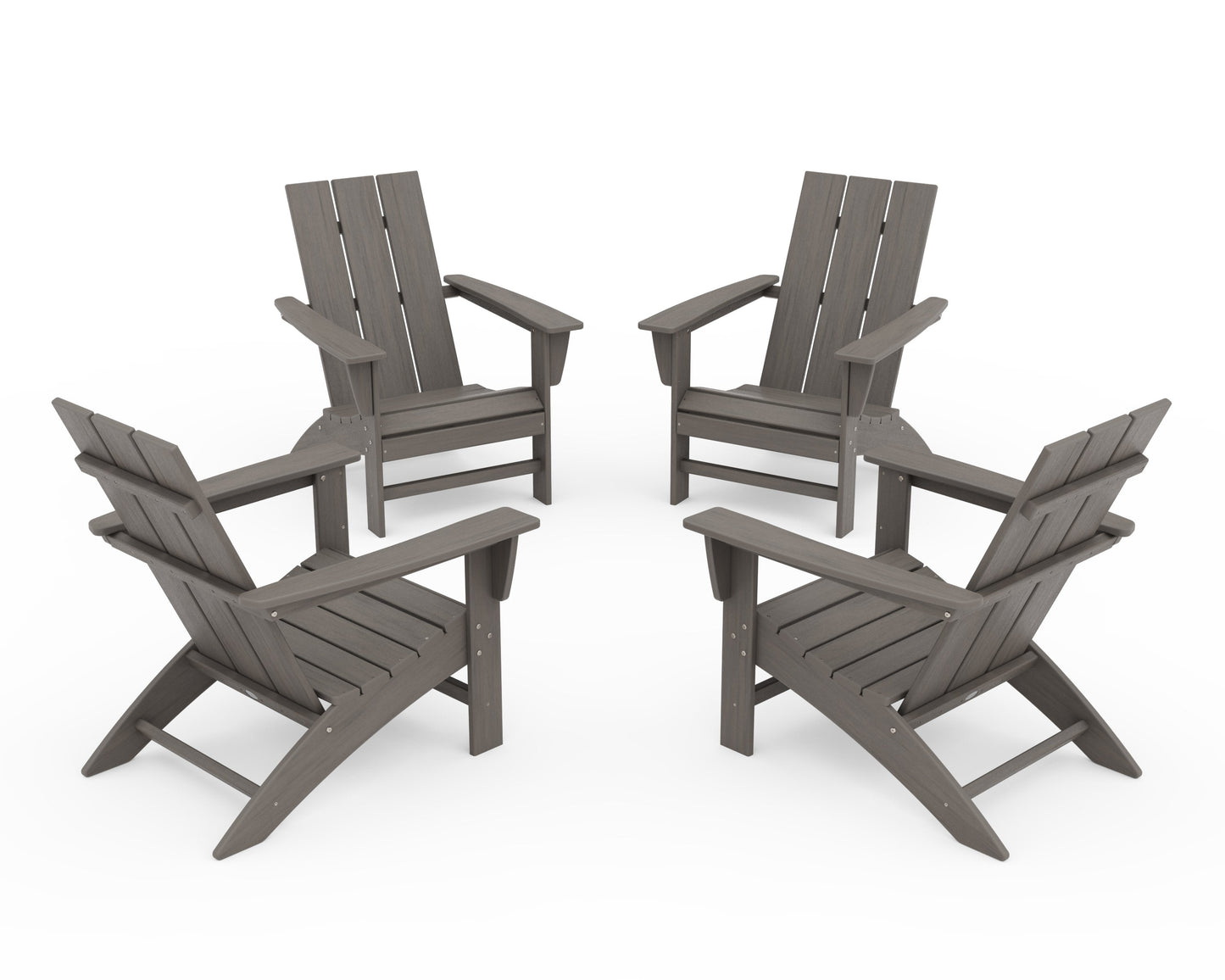 POLYWOOD 4-Piece Modern Adirondack Chair Conversation Set — Driftwood