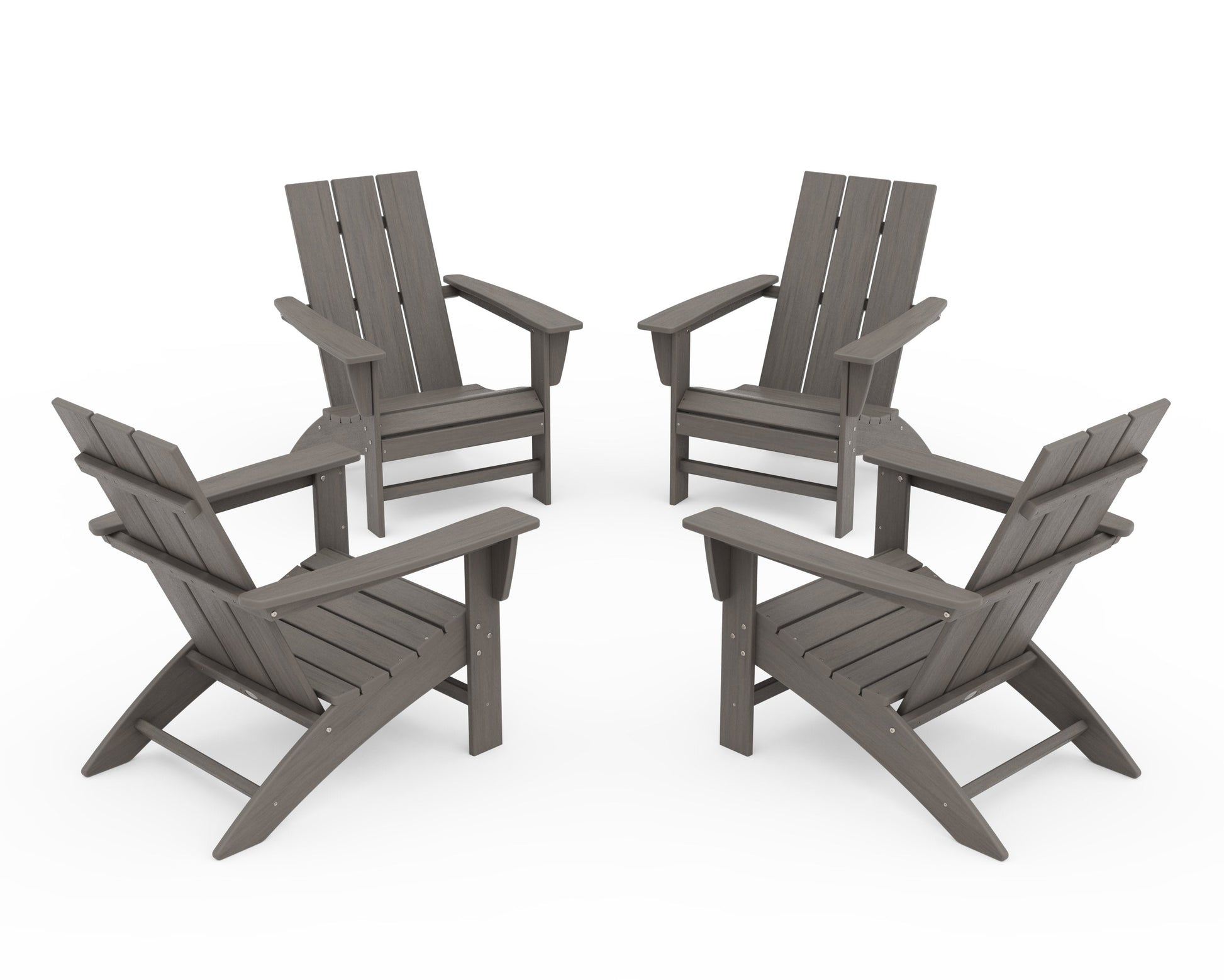POLYWOOD 4-Piece Modern Adirondack Chair Conversation Set — Driftwood