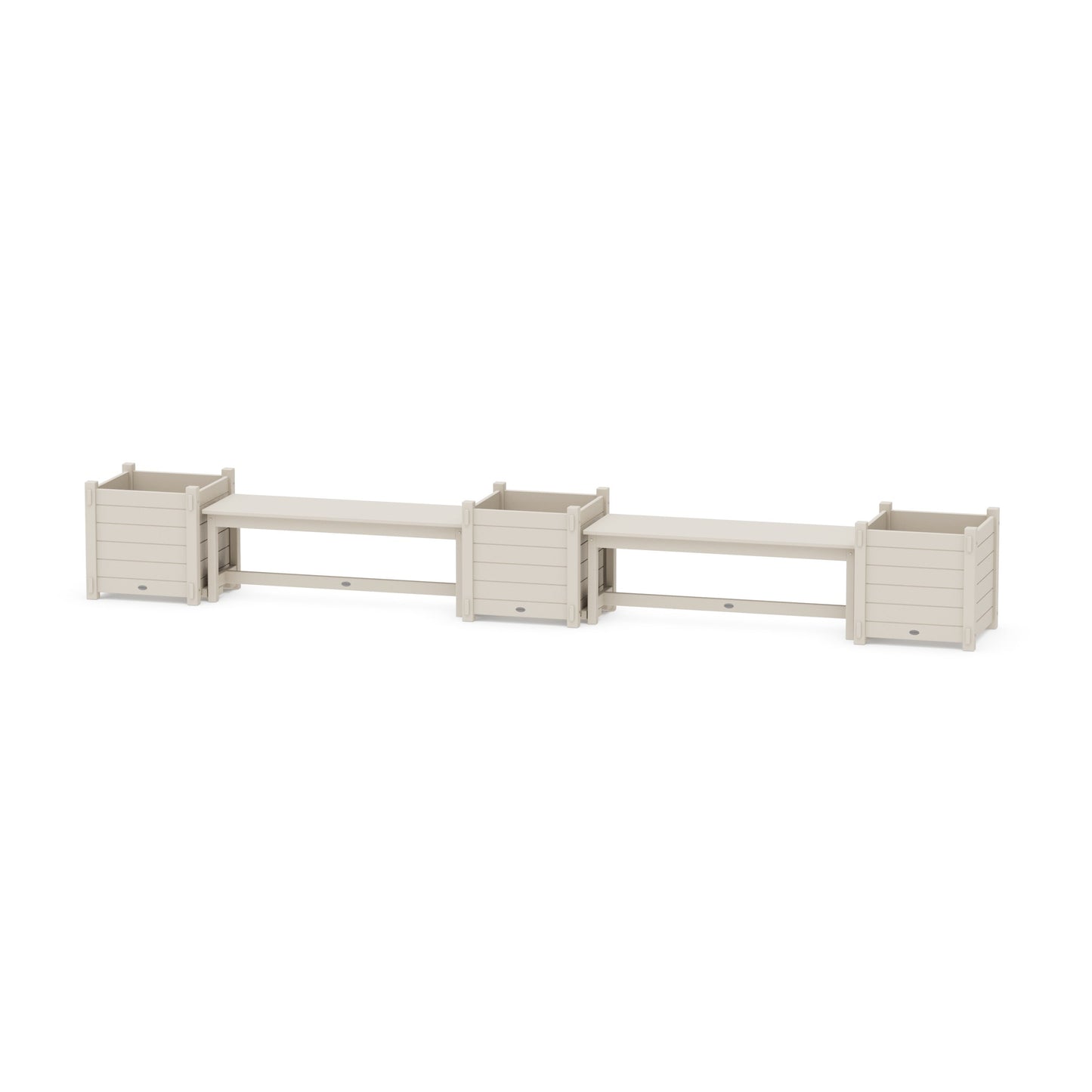 POLYWOOD 48" Nautical Straight Double Planter Bench Set - Large — Sand