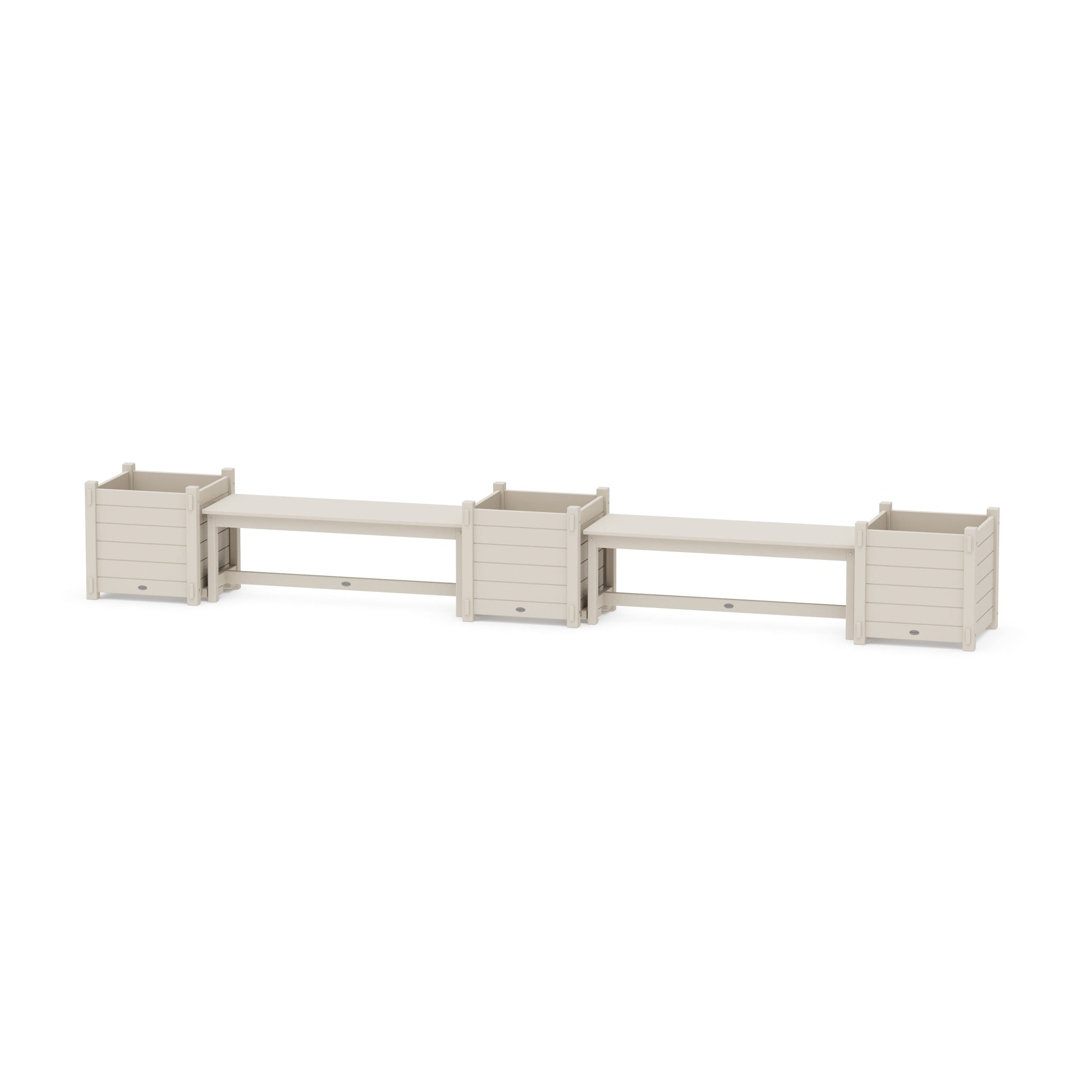 POLYWOOD 48" Nautical Straight Double Planter Bench Set - Large — Sand