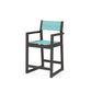 POLYWOOD EDGE Sling Counter Arm Chair — Vintage Coffee / Dupioni Aquamarine Sling
