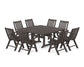 POLYWOOD Vineyard Folding Chair 9-Piece Square Farmhouse Dining Set with Trestle Legs — Vintage Coffee