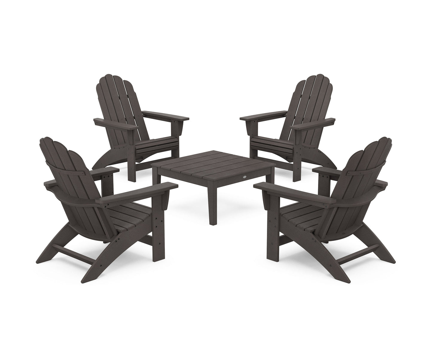 POLYWOOD 5-Piece Vineyard Grand Adirondack Chair Conversation Group — Vintage Coffee